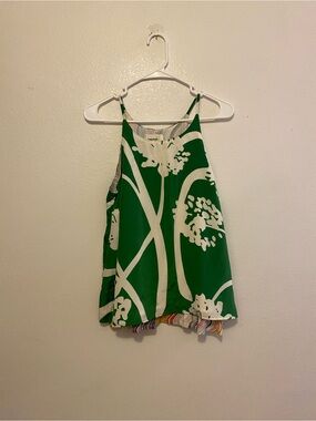 Porridge Anthropologie Green & White Floral Tank